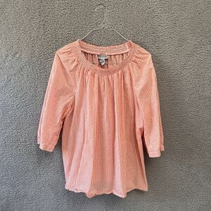 Catherines 1X 18/20W Orange White Stripes Metallic Lightweight Peasant Boho Top